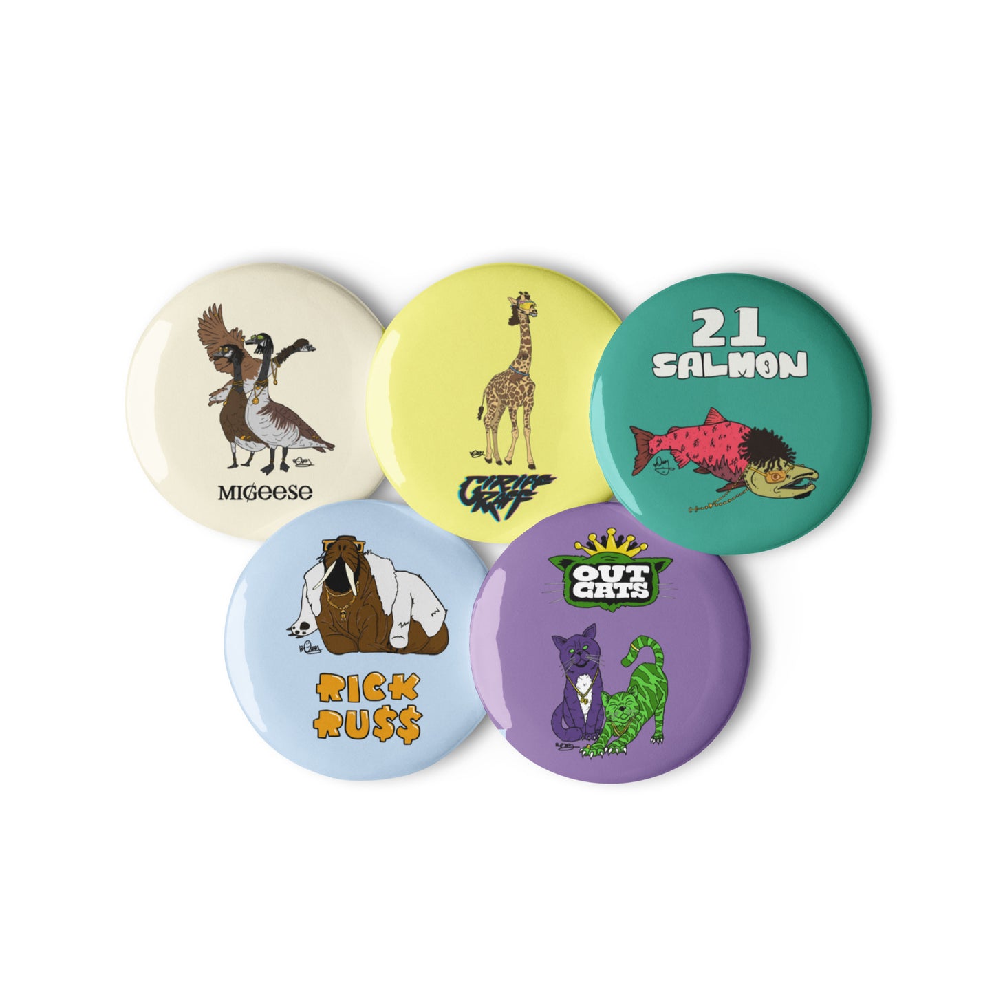 No. 2 - WildLife'd - Set of 5 buttons