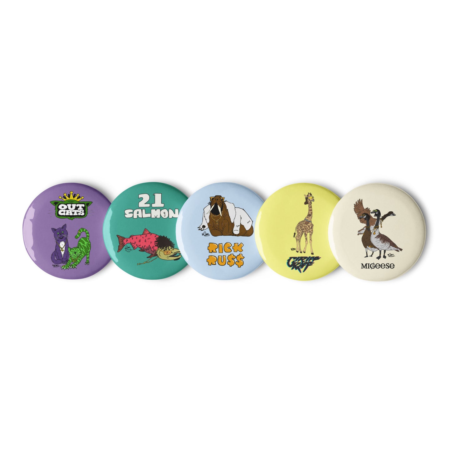 No. 2 - WildLife'd - Set of 5 buttons